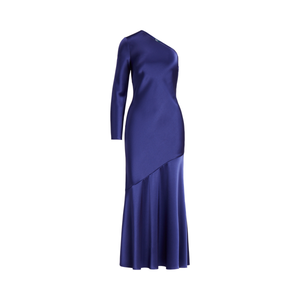 Vestido em cetim reversível assimétrico