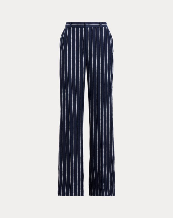 Striped Linen Wide-Leg Trouser