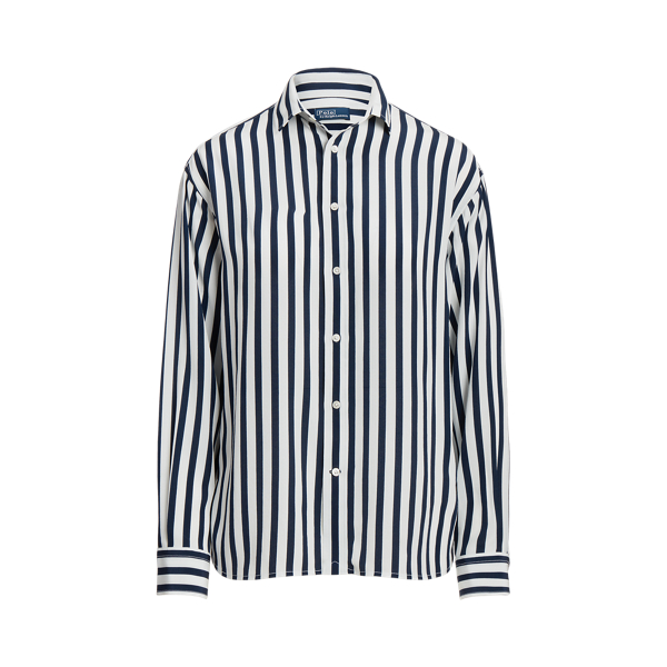Chemise décontractée rayée en soie