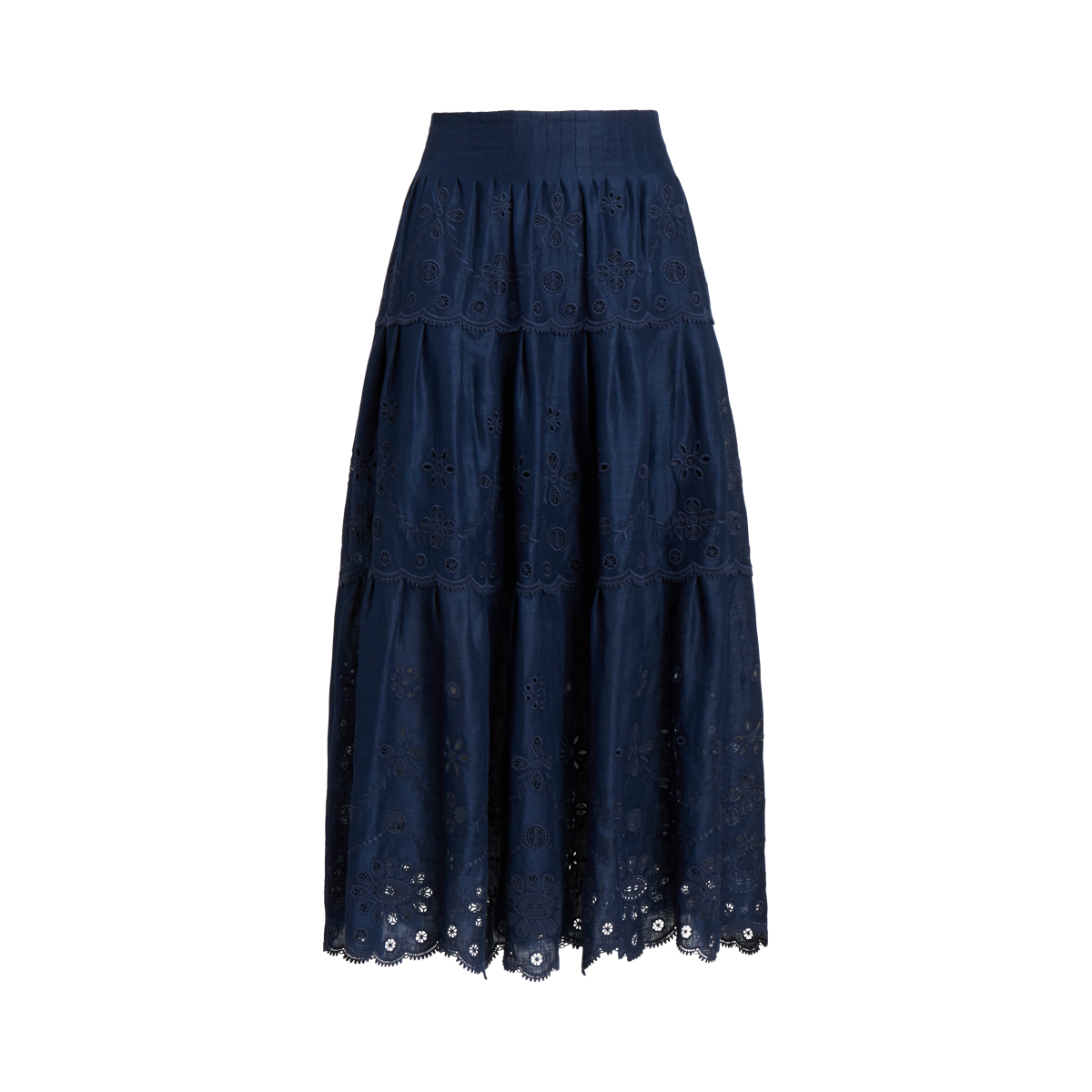 Eyelet-Embroidered Tiered Linen Skirt | Ralph Lauren