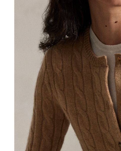 This slim-fitting crewneck cardigan is made from chunky cashmere yarn in our iconic cable-knit construction.