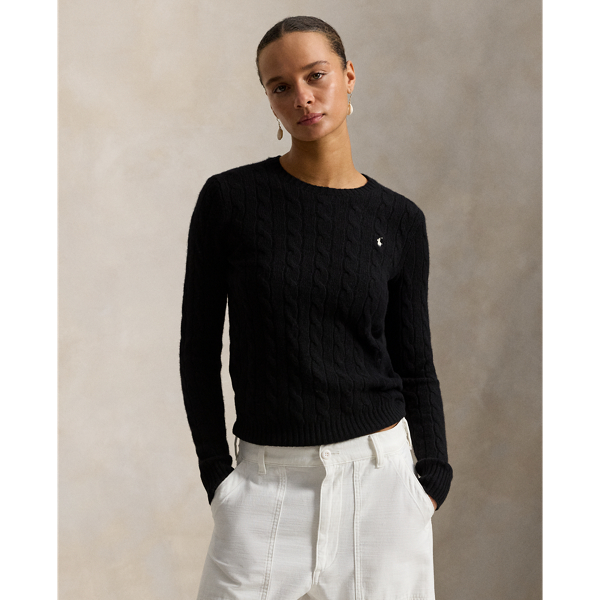 This wool-and-cashmere cable-knit crewneck jumper is designed in a slim silhouette and adorned with our signature embroidered Pony on the chest.