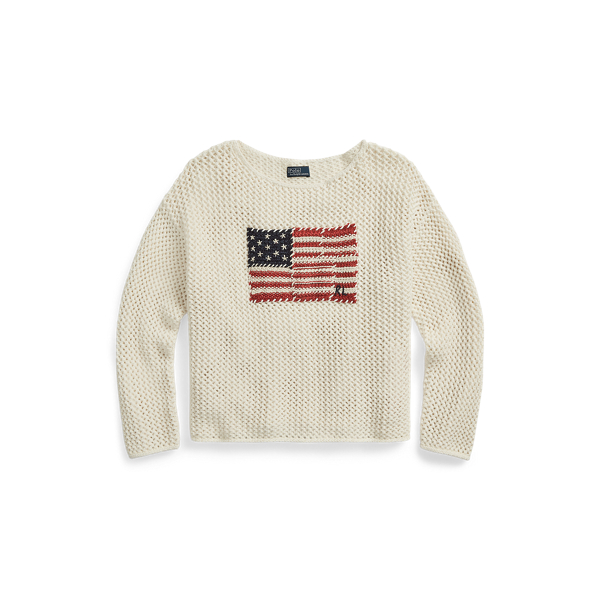 Patchwork-Flag Cotton-Linen Jumper