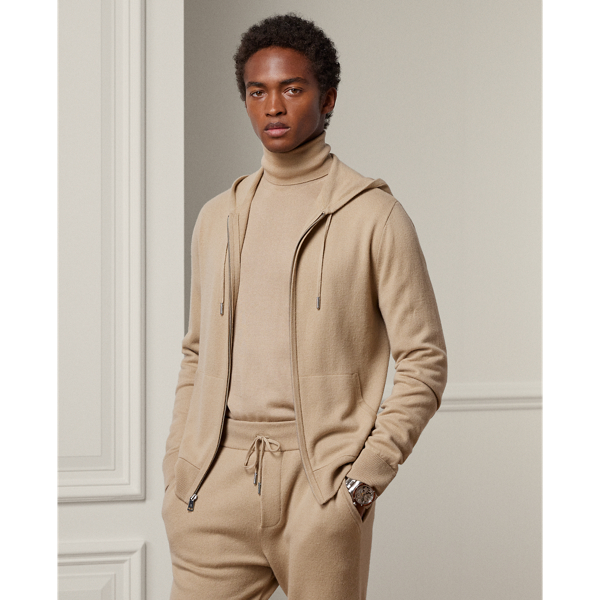 Wool-Cashmere Hooded Full-Zip Sweater