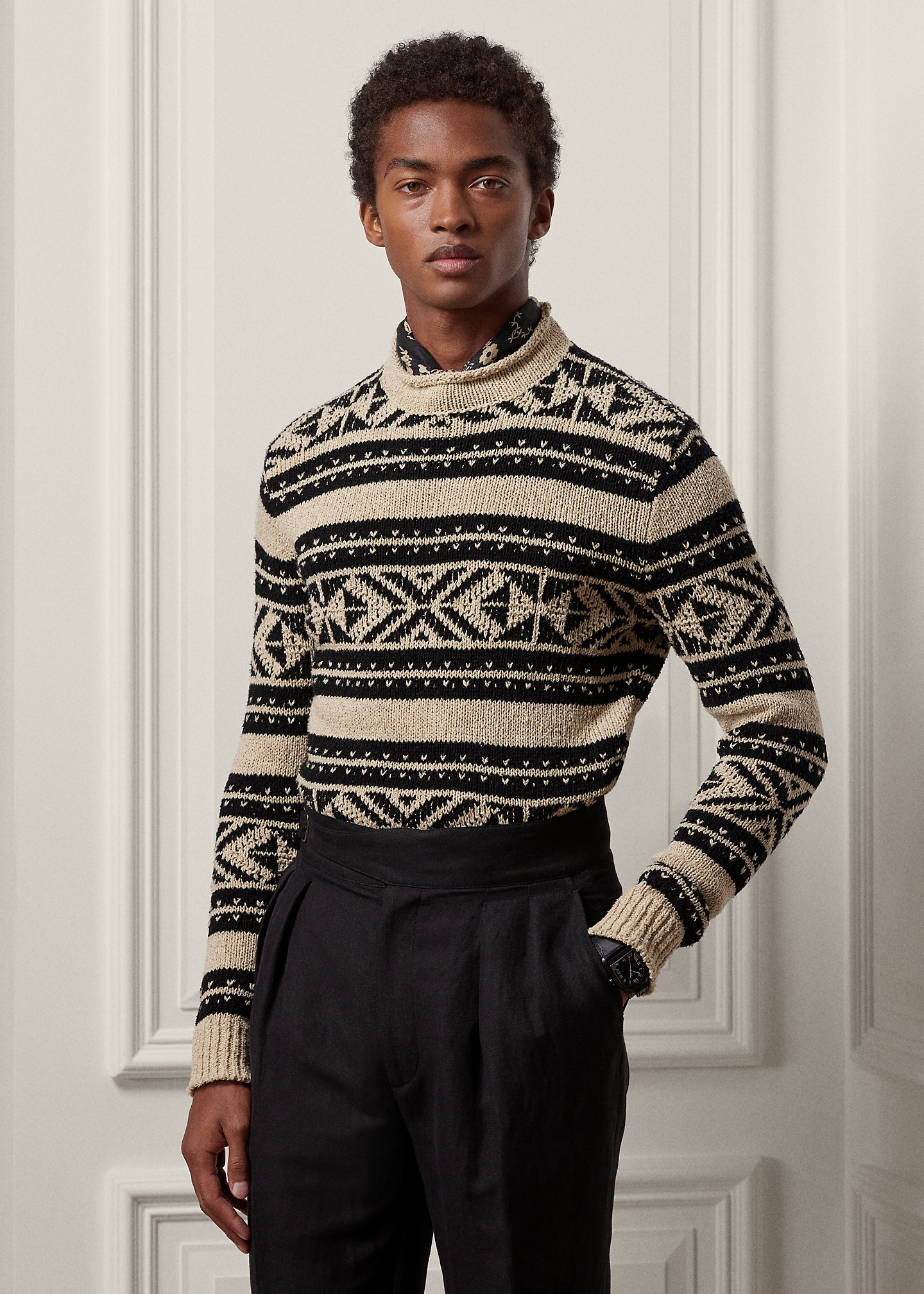 Patterned Silk Rollneck Sweater