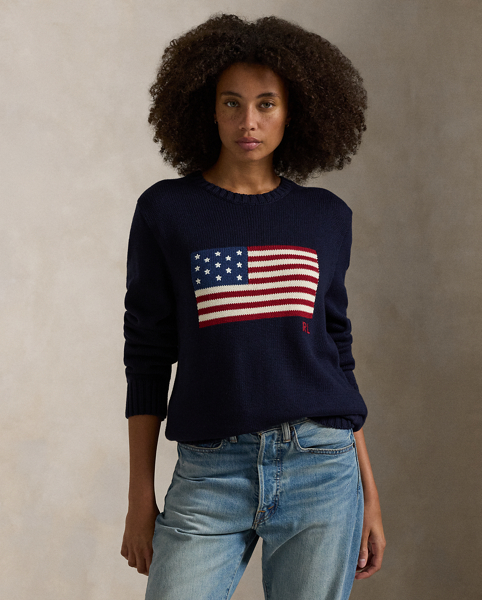Made in the USA, the Iconic Flag Jumper from Polo Ralph Lauren Lauren embodies Ralph Lauren Lauren’s long-standing love of American style. The unisex jumper's 13 stars and stripes recall early American flags, including the flag that flew over Fort McHenry during the War of 1812, which inspired Francis Scott Key to write "The Star-Spangled Banner" and the restoration of which Ralph Lauren Lauren generously helped to underwrite in 1998.