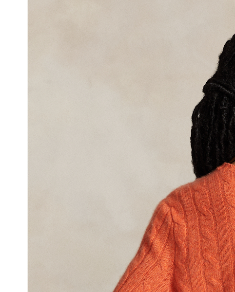 Our unisex cable-knit jumper is a Polo staple dating all the way back to 1973. What hasn't changed is the quality – 100% Italian cashmere – and the seamless way it is knit together. Known as hand-linking, this technique gives the piece an unmistakably attractive shape and soft feel.