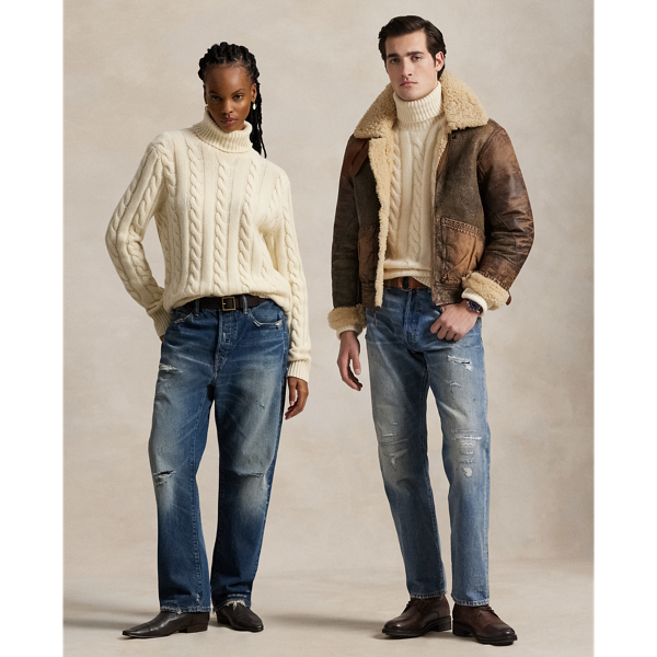 This unisex version of our iconic cable-knit roll neck jumper is knit with an Italian wool yarn that’s spun with a hint of cashmere.