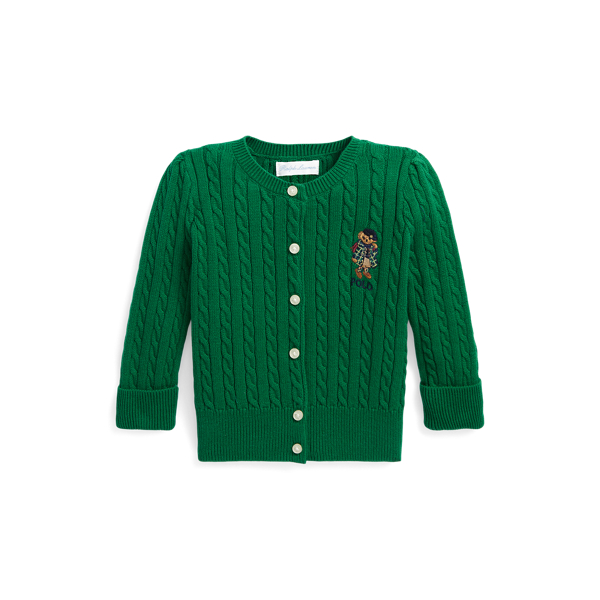 Polo Bear Mini-Cable Cotton Cardigan