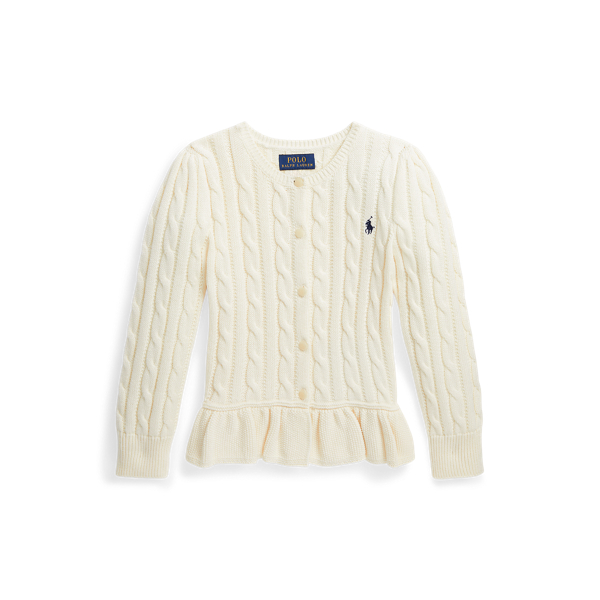 Cable-Knit Cotton Peplum Cardigan