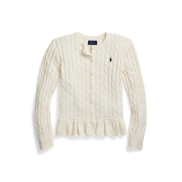Cable-Knit Cotton Peplum Cardigan