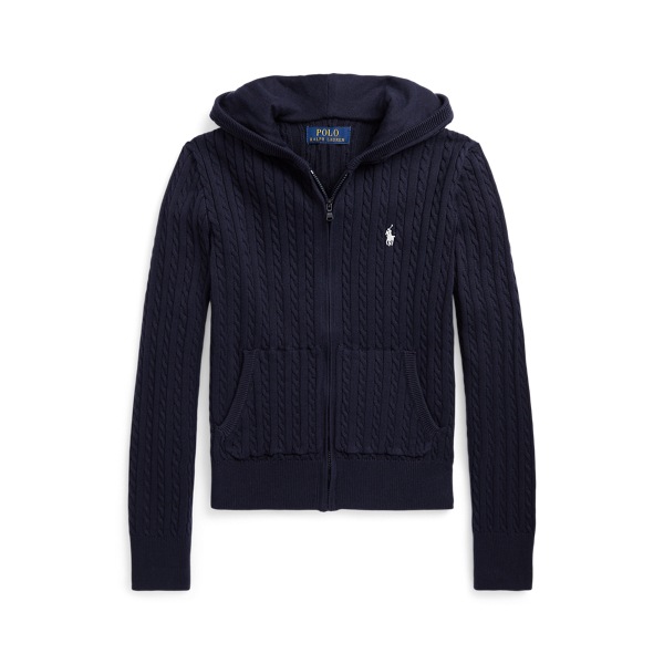 Mini-Cable Cotton Full-Zip Hoodie