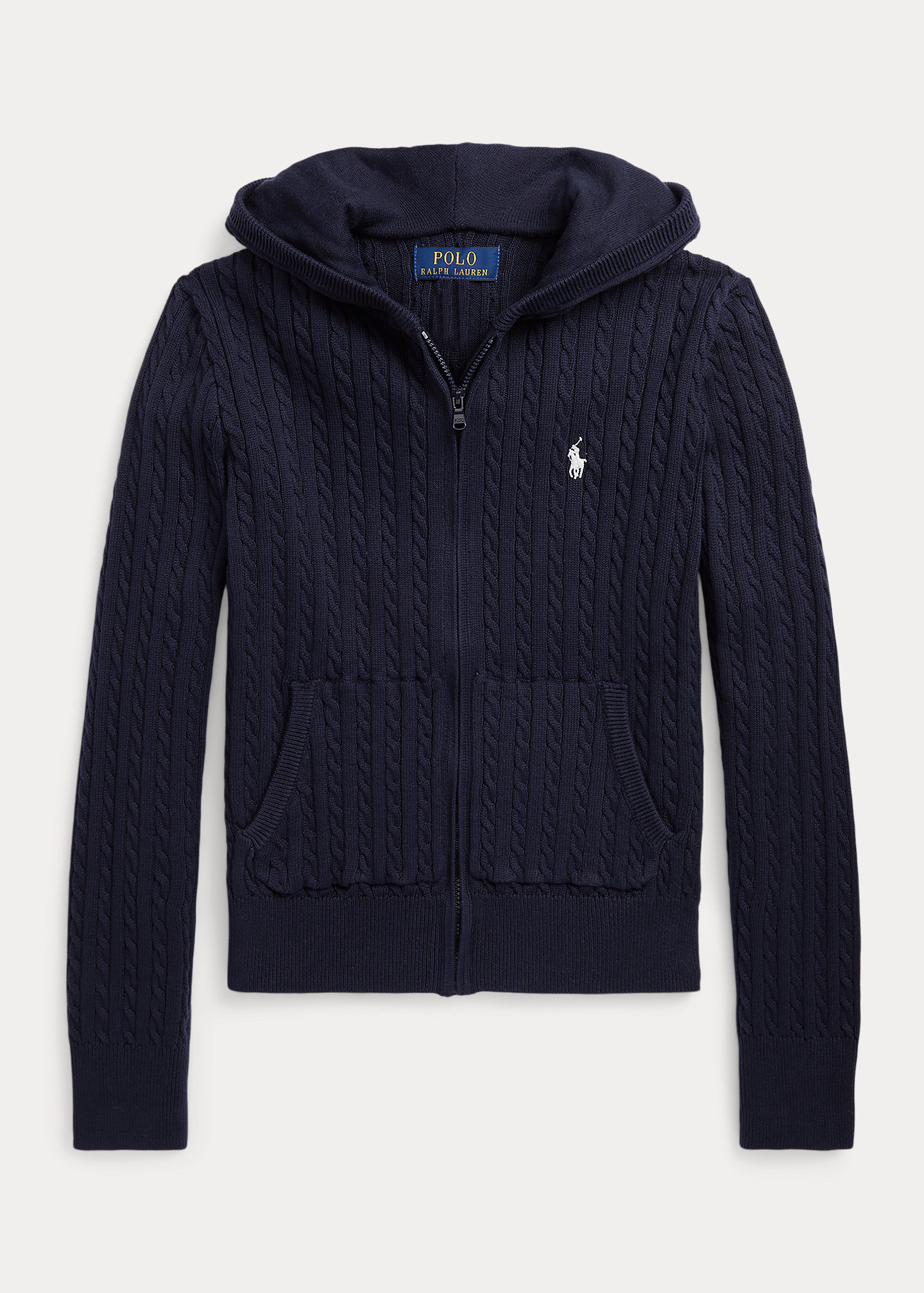 Mini-Cable Cotton Full-Zip Hoodie