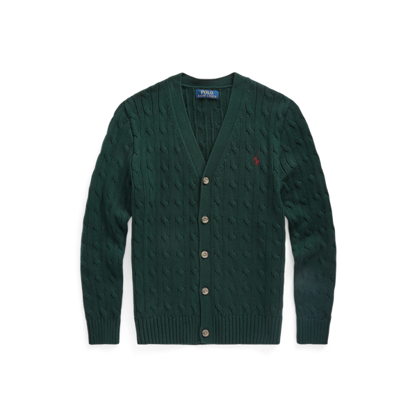 Cable-Knit Cotton V-Neck Cardigan