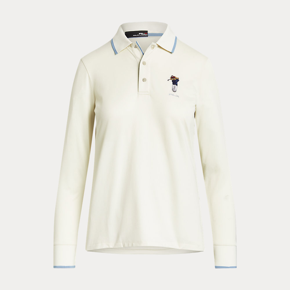 Rlx Golf Tailored Fit Polo Bear Pique Polo Shirt In Neutral