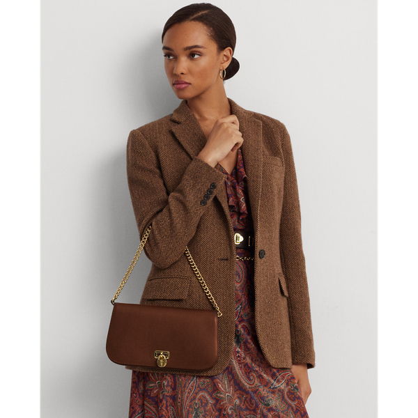 Lauren Ralph Lauren Waxed Leather Small Kassie Shoulder Bag - Chestnut Brown