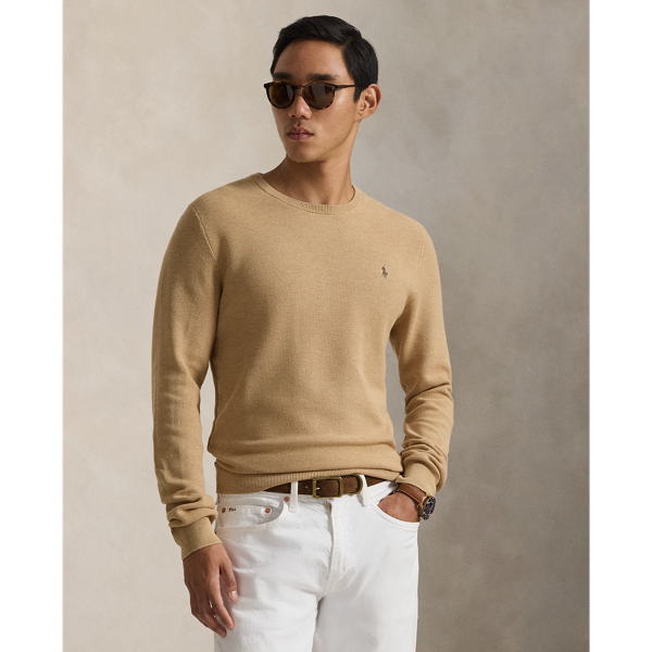 This lightweight jumper gets a tactile update with a mesh-knit construction and ultrasoft cotton.