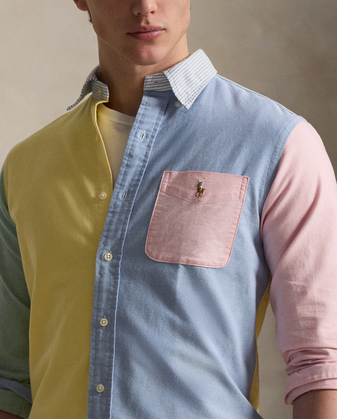 Decades ago, tailors would learn their craft by sewing together shirts made from fabric remnants. Over time, a staple of playful preppy style evolved from this practice – the fun shirt. This version combines five signature pastels into a single statement-making Oxford, adorned with the iconic multicoloured Pony.