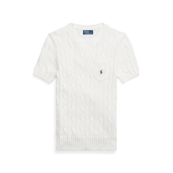Pull torsadé à manches courtes en coton - Polo Ralph Lauren - Modalova