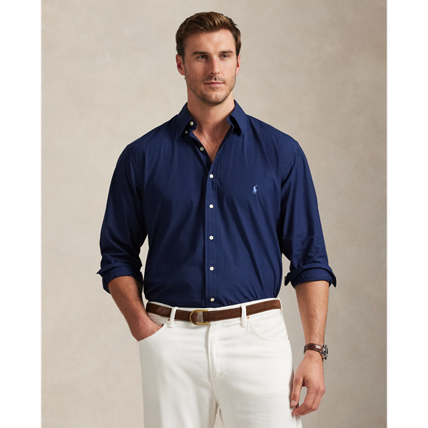 This Big & Tall shirt's poplin combines soft, breathable cotton with extra stretch for added comfort.