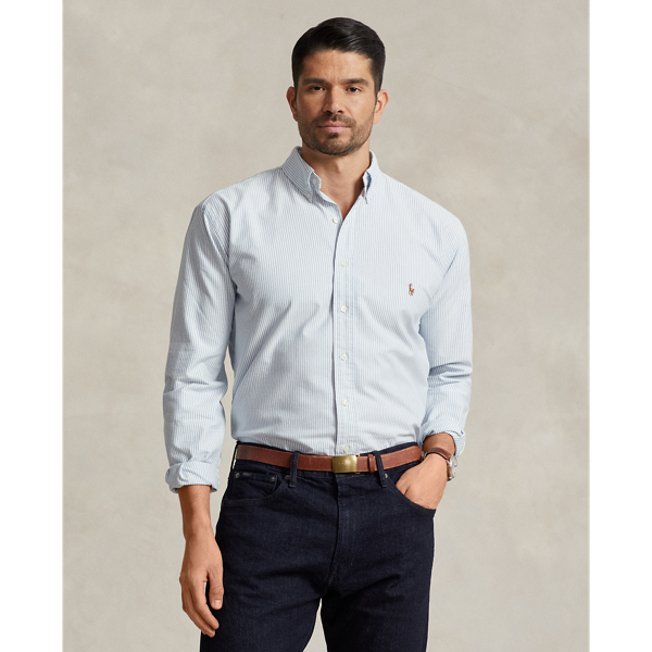 The oxford shirt made its debut very early in  Ralph Lauren Lauren’s designs, and since then, it has solidified its status as a pillar of the Polo look. Our fabric is developed with a secret wash, which gives it instant character, ease and a heathered softness. The formula is so unique that it's been kept in a safe for more than three decades. In addition to details evoking its prep-school inspiration, it offers a relaxed feel, producing what we refer to as "the perfect rumple". Today, Mr Lauren continues to create countless variations of his iconic shirt, including this Big & Tall version, which is finished with our multicoloured signature Pony.