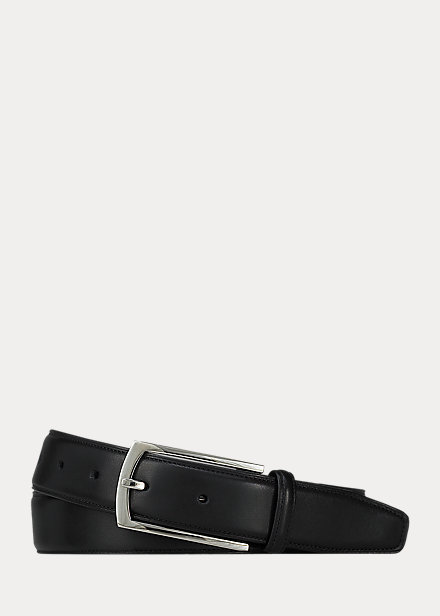 Ralph Lauren Leather Rectangle-buckle Belt In Black