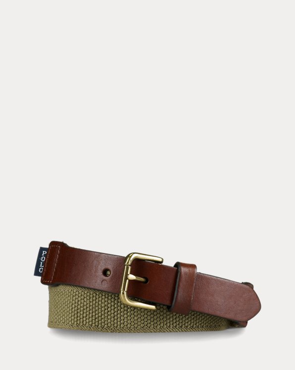 Webbed-Cotton and Leather Belt