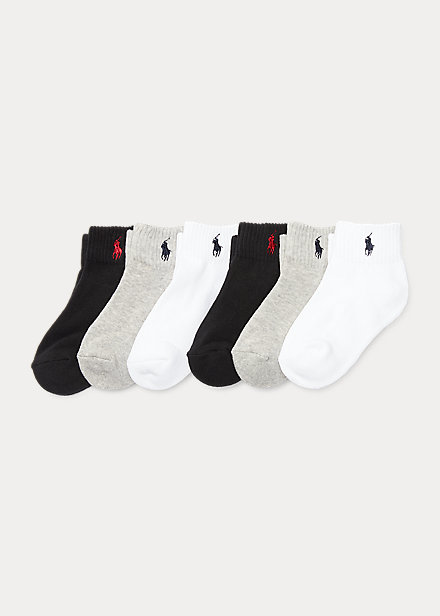 Polo Ralph Lauren Kids' Quarter-length-sock 6-pack In Assorted