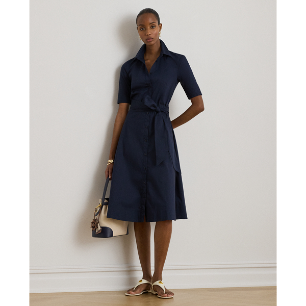 This iteration of Lauren's iconic shirtdress is defined by a fit-and-flare silhouette, signature engraved buttons and a waist-accentuating self-belt. Equal parts stylish and comfortable, it's made with a lightweight stretch-cotton blend.