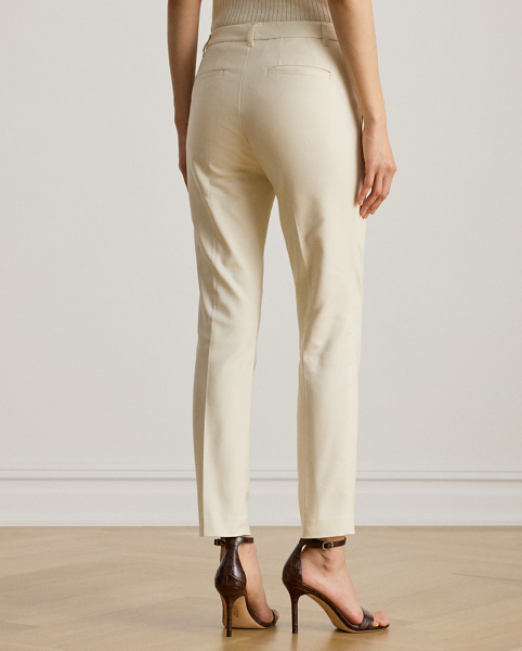These essential trousers are crafted with stretch-infused cotton and designed with a streamlined silhouette.