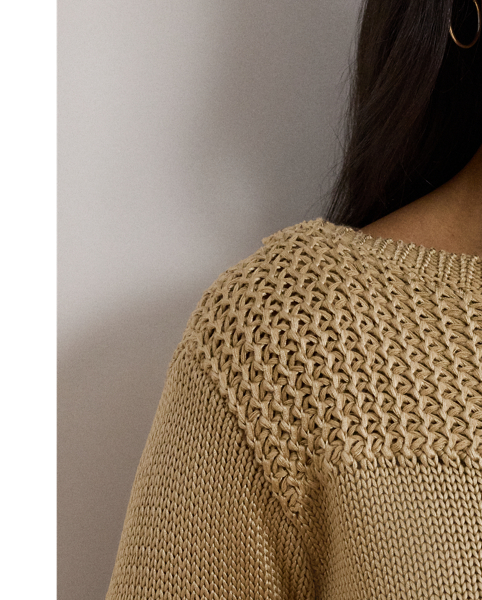 Detailed with rack stitching on the yoke, cuffs and hem, this boatneck jumper pairs perfectly with your favourite jeans or calf-grazing midi skirt. It's rendered in a soft cotton blend with a hint of shimmer for a contemporary spin on a timeless staple.