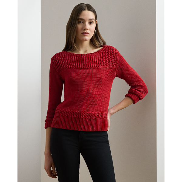 Detailed with rack stitching on the yoke, cuffs and hem, this boatneck jumper pairs perfectly with your favourite jeans or calf-grazing midi skirt. It's rendered in a soft cotton blend with a hint of shimmer for a contemporary spin on a timeless staple.