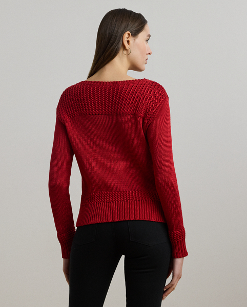 Detailed with rack stitching on the yoke, cuffs and hem, this boatneck jumper pairs perfectly with your favourite jeans or calf-grazing midi skirt. It's rendered in a soft cotton blend with a hint of shimmer for a contemporary spin on a timeless staple.