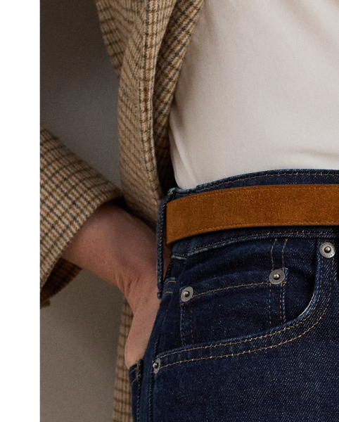 Crafted from dark-wash denim, these high-rise skinny ankle jeans are designed with just enough stretch for a relaxed fit and feel.