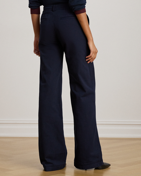 An enduring staple that can be dressed up or down, these garment-dyed cotton twill trousers are cut for a wide-leg silhouette to create a leg-elongating effect.