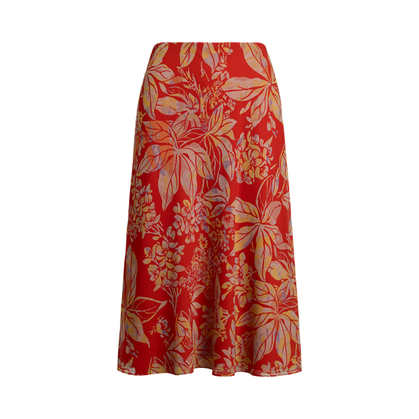 Jupe mi-longue fleurie en georgette - Lauren - Modalova