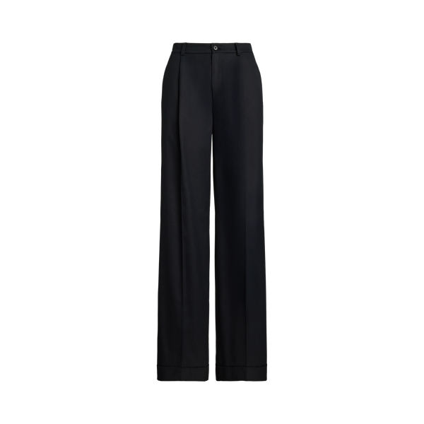 Pantalon large à pinces sergé de coton - Lauren - Modalova