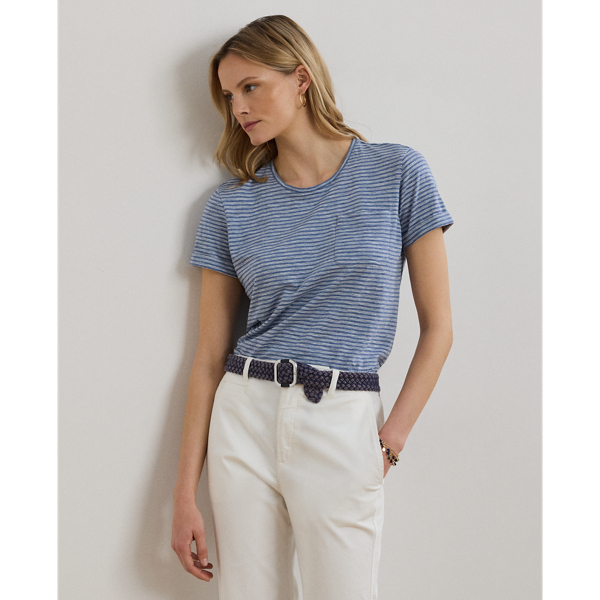 Featuring slender, horizontal stripes, this relaxed-fitting pocket tee is made with soft slub jersey for subtle texture. An "LRL"-embroidered logo on the hem adds a signature finish.