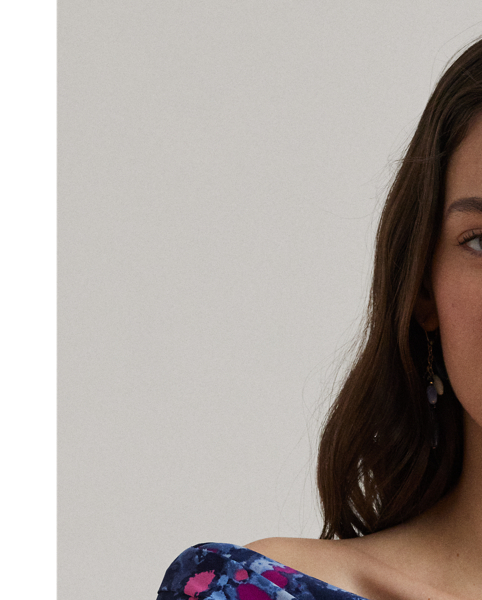 Make a statement in this one-shoulder top, which is crafted with stretch-infused jersey printed with a painterly abstract motif.