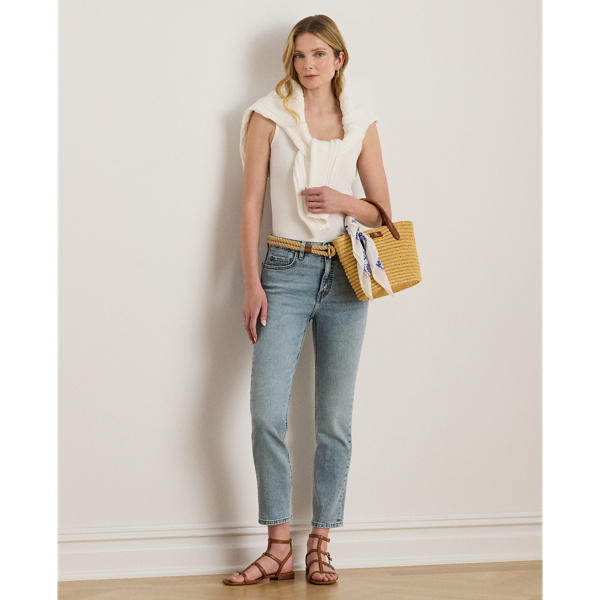Cut for a flattering high rise, these straight ankle jeans are made from comfortable denim, which offers just enough stretch for a relaxed fit and feel.
