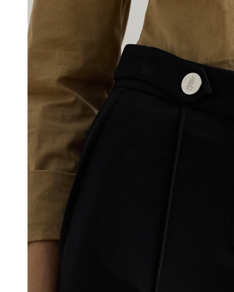 Crisp creases accentuate the leg-lengthening bootcut silhouette of these trousers, which are tailored from smooth, stretch-infused ponte. "LRL"-engraved snaps add a signature finish.
