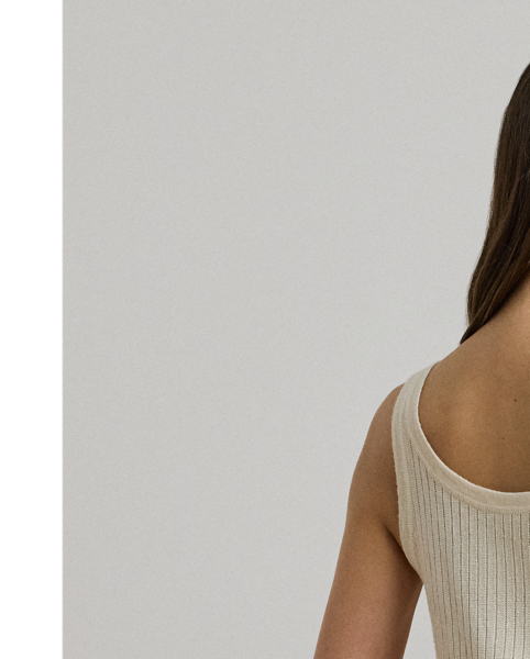 A classic rib-knit construction brings subtle texture to this jumper tank top, which is crafted from a lightweight linen blend for a soft hand feel.