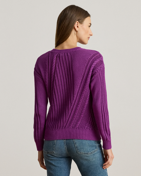 An asymmetrical pointelle stitch brings rich texture to this long-sleeve crewneck jumper, which features a relaxed fit, dropped shoulders and a soft combed cotton construction for exceptional comfort.