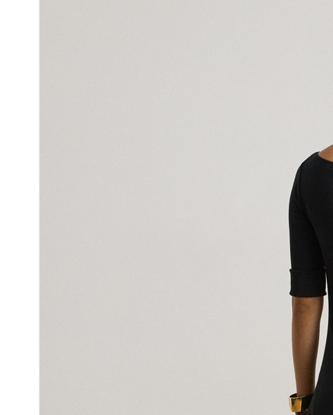 An enduring wardrobe essential, this boatneck midi dress with elbow-length sleeves is rib-knit with breathable stretch cotton for a comfortable fit and feel.