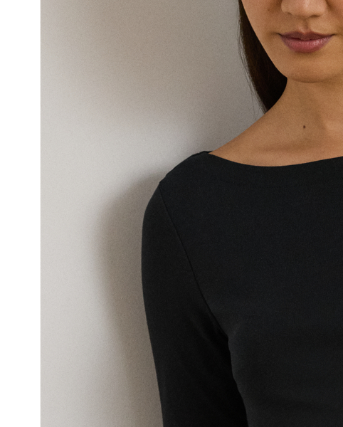 An enduring wardrobe essential, this boatneck midi dress with elbow-length sleeves is rib-knit with breathable stretch cotton for a comfortable fit and feel.