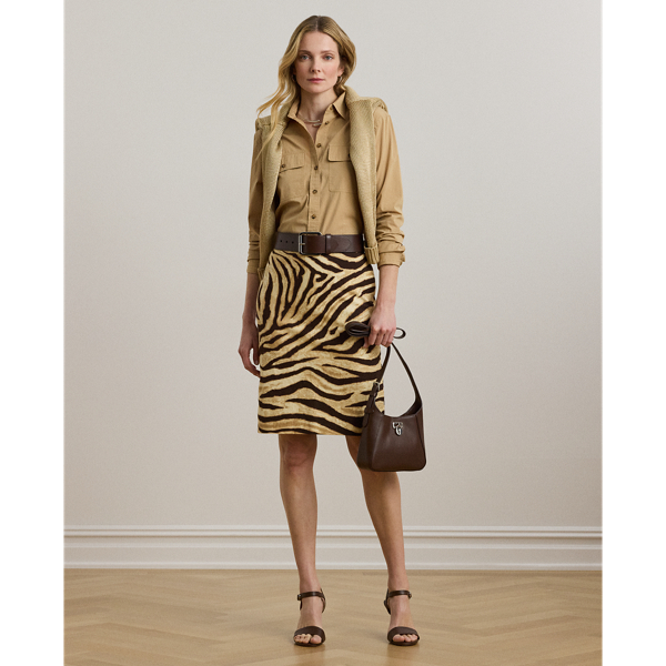 Lauren  Ralph Lauren Lauren's eye-catching rendition of the quintessential pencil skirt features a lightweight linen-and-cotton blend and the season's zebra print.