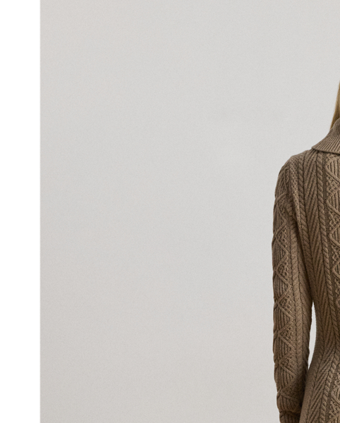 Lauren  Ralph Lauren Lauren reimagines the classic cable-knit jumper as a slim-fitting dress, which is crafted with a soft blend that includes wool and cotton.