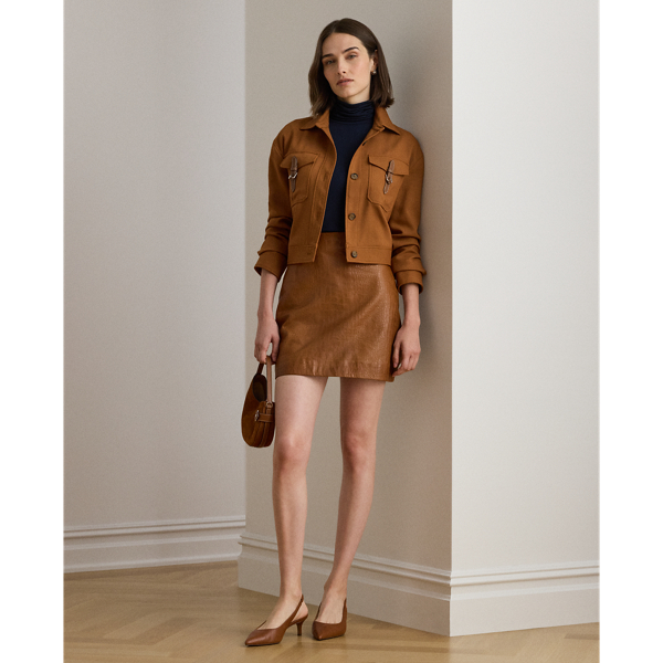 Lauren  Ralph Lauren Lauren's luxurious interpretation of the pencil miniskirt is crafted from crocodile-embossed lambskin leather for rich texture.