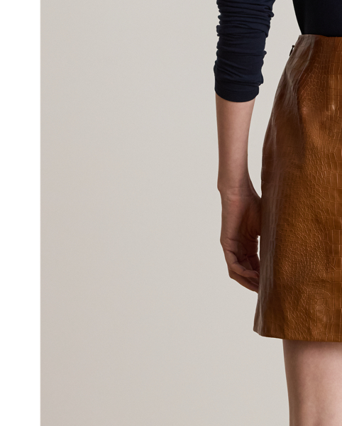 Lauren  Ralph Lauren Lauren's luxurious interpretation of the pencil miniskirt is crafted from crocodile-embossed lambskin leather for rich texture.