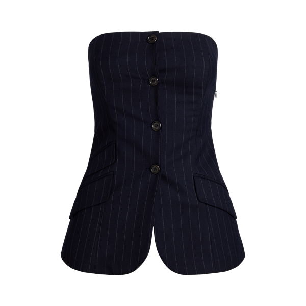 Pinstripe Wool-Blend Twill Bustier - Lauren - Modalova